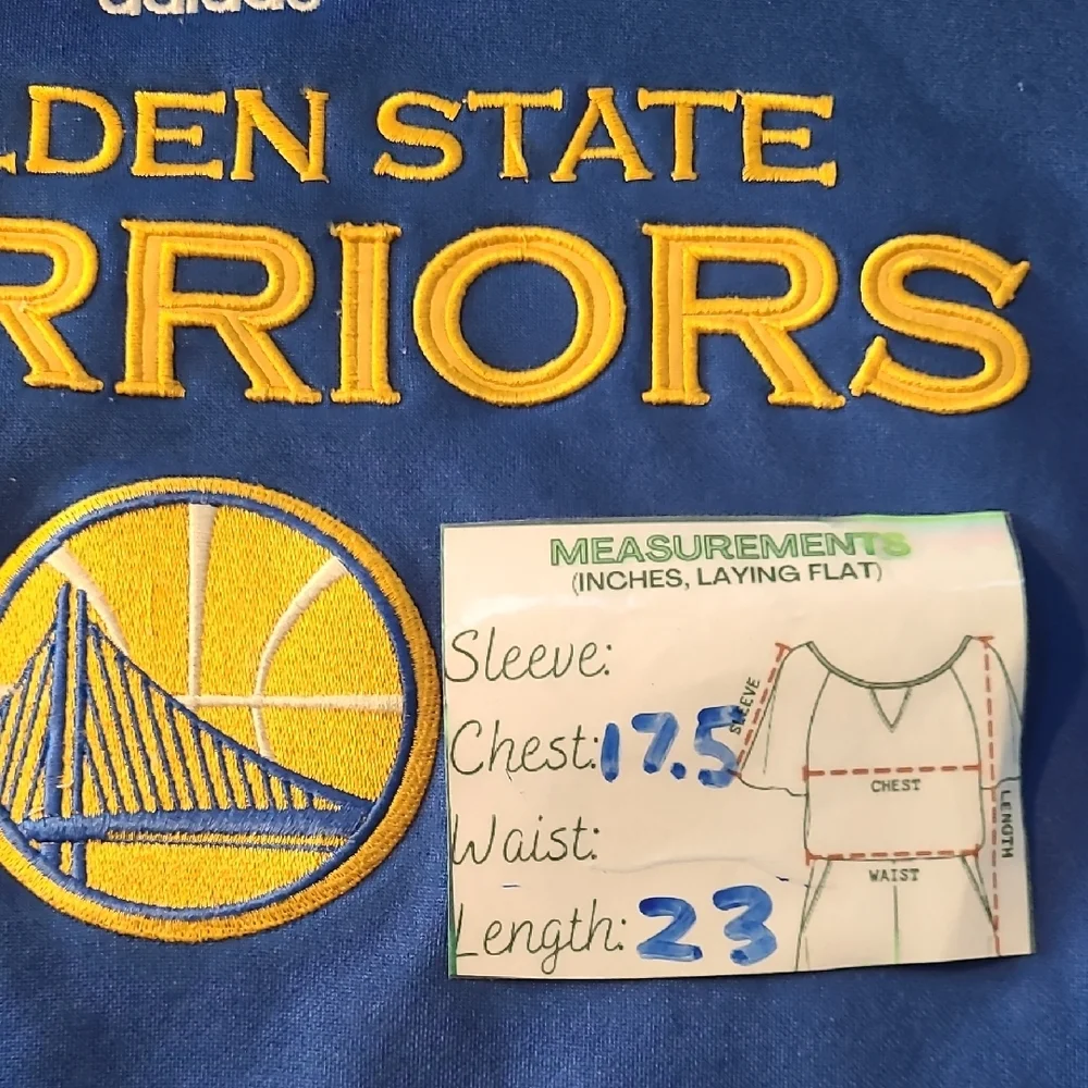 Adidas Blue Yellow Golden State Warriors Hoodie Sweatshirt Youth Boy Girls Med